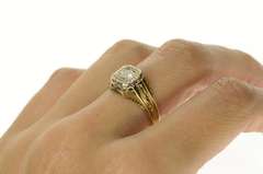 14K Yellow Gold 0.53 Ct Art Deco Etched Diamond Men's Ring