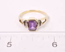 Fabulous Amethyst and Diamond Ring in 14K Yellow Gold