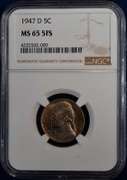 1947-D NGC MS65 5FS Jefferson Nickel.
