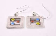 Playful Square Earrings in Sterling Silver