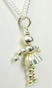 Whimsical Sterling Articulated Doll Pendant & Chain