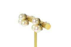 14K White Gold Pearl Cluster Triangle Statement Stud Earrings