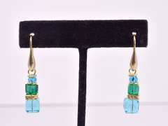 Brilliant One of A Kind Italian Made, Hand Blown Art Glass with Gold Plated Links, Bracelet and Earrings