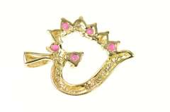 10K Yellow Gold Ruby Diamond Classic Heart Love Symbol Pendant