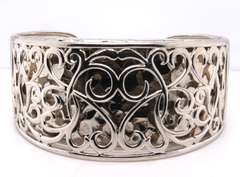 Vintage Sterling Silver Wide Cuff Bangle Bracelet