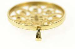14K Yellow Gold Effy Diamond Ornate Round Cluster Medallion Pendant
