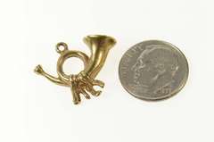 8K Yellow Gold 3D French Brass Horn Musical Instrument Charm/Pendant