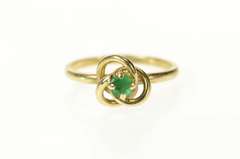 14K Yellow Gold Emerald Twist Retro Knot Statement Ring