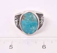 Dreamy Blue Gemstone Native American Inspired Ring in Sterling Silver