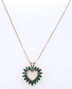 Wonderful Marquise Emerald Heart Pendant on Chain