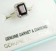 Emerald Cut Garnet & Diamond Accent Ring, 7