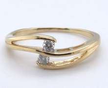 Dreamy Yellow Gold Double Diamond Bypass Ring