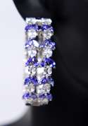 Sterling Silver Blue and White Cubic Zirconia Hoop Earrings
