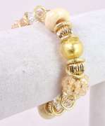 Beautiful Italian Made Hand Blow Art Glass with Gold and Gold Plated Links Bracelet and Earrings