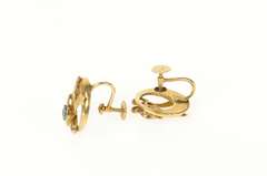 14K Yellow Gold 1940's Syn. Topaz Bow Ribbon Screw Back Earrings