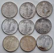 7 BU Assorted Mercury Dimes