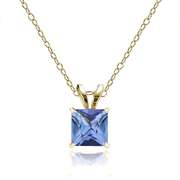 14k Yellow Gold Tanzanite 6mm Princess-Cut Pendant Necklace