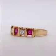 18kt Gold, Ruby, & Diamond Band Ring
