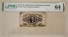 10 Cent Third Issue Fractional Currency PMG CH 64  Unc