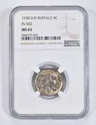 MS65 1938-D/D Indian Head Buffalo Nickel - FS-502 - Graded NGC