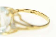 10K Yellow Gold Oval Blue Topaz Diamond Accent Cocktail Ring
