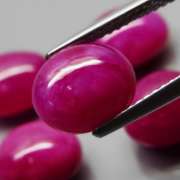 Heated only! 18.61ct top pinkish red Ruby cabochon set