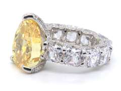Pear Shaped Yellow Cubic Zirconia Ring