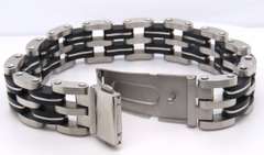 Stainless Steel and Black Bracelet