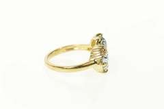 10K Yellow Gold Wavy Blue Topaz Diamond Accent Bypass Ring