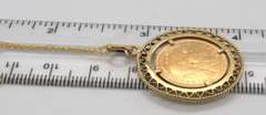 Beautiful 10 Franc in Gold Frame Pendant on Chain