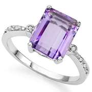 3.14 CT AMETHYST & DIAMOND 925 STERLING SILVER COCKTAIL RING