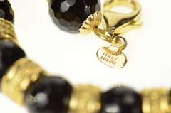 14K Yellow Gold Faceted Black Onyx Beaded Statement Bracelet