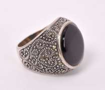 Onyx Ring in Sterling Silver