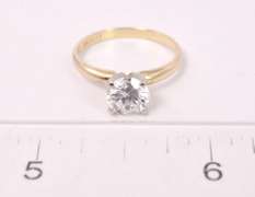 Sparkling Solitaire CZ Ring in 14K Yellow Gold