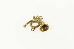 8K Yellow Gold 3D French Brass Horn Musical Instrument Charm/Pendant