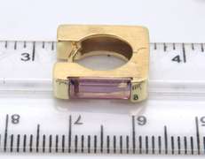 Fabulous Yellow Gold Amethyts Abstract Huggies