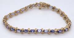 Handsome Yellow Gold Tanzanite and Diamond Bracelet