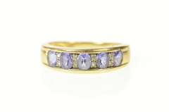 14K Yellow Gold Oval Tanzanite Diamond Statement Band Ring