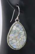 Sterling Silver Signed Gemstone Dangle Earrings
