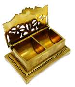 Vintage Heavy Brass Double Stamp Box