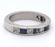 Favorite Platinum Blue Sapphire and Diamond Band