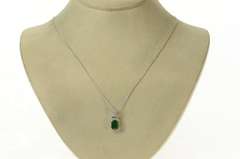 14K White Gold Effy 1.10 Ctw Natural Emerald Diamond Halo Necklace