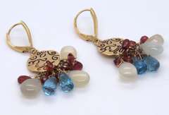 Great Zoe B Multi Gemstone Dangle Earrings in Yellow Gold
