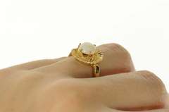 14K Yellow Gold Retro Natural Opal Swirl Bypass Statement Ring