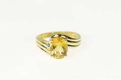 14K Yellow Gold Oval Citrine Solitaire Bypass Statement Ring