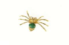 14K Yellow Gold Malachite Ornate Retro Spider Pin/Brooch