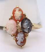 Vintage Yellow Gold Cameo Cluster Ring