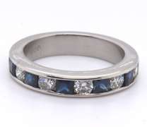 Favorite Platinum Blue Sapphire and Diamond Band