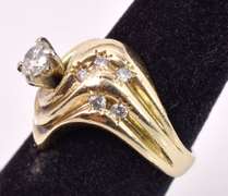 Fancy Freestyle Diamond Ring in 14K Yellow Gold