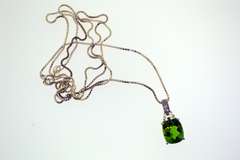 Italian Sterling Silver Chain With Color Stone Pendant